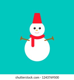 Christmas snowman icon. Vector illustration in flat design