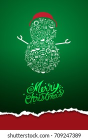 Christmas snowman Icons holiday Background set
