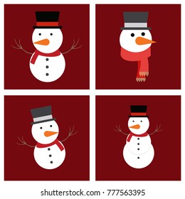 Christmas snowman icons set