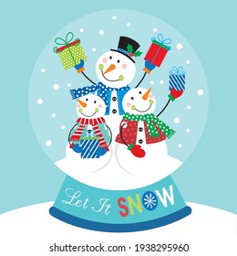 Christmas snowman illustration for christmas greeting card