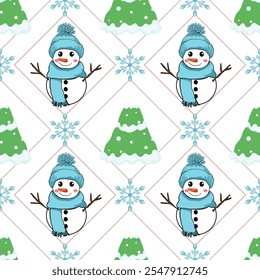 Weihnachten Schneemann Illustrationen Nahtloses Muster