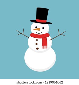 Christmas snowman isolated on background. Vector illustration