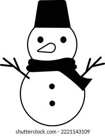 Christmas snowman isolated on white background. Vector illustration