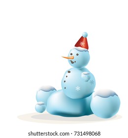 Christmas snowman isolated on white background. Vector illustration