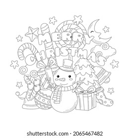 christmas snowman line drawing coloring book