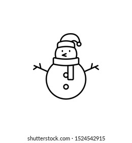 christmas snowman line icon on white background