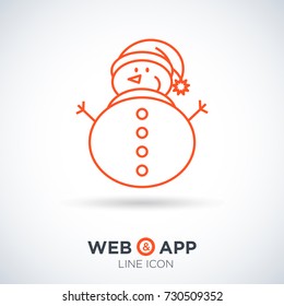 christmas snowman line vector icon