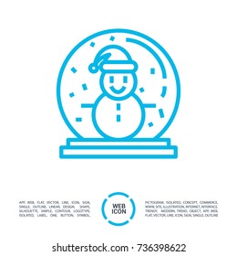 christmas snowman line vector icon
