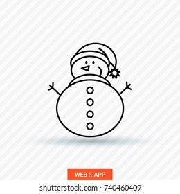 christmas snowman line vector icon