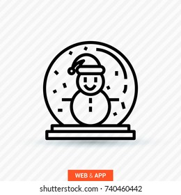 christmas snowman line vector icon