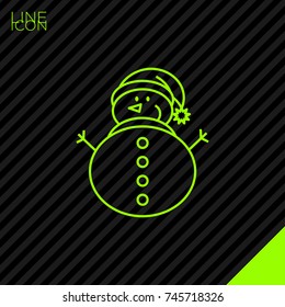 christmas snowman line vector icon