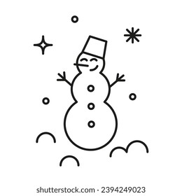 Christmas snowman, new year decoration line icon