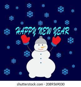 Christmas snowman on a blue background