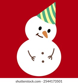 Natal boneco de neve em um fundo vermelho