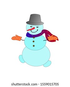 Christmas snowman on a white background.  Vector illustration.