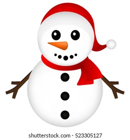 Christmas Snowman on white background vector illustration
