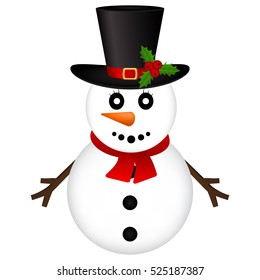 Christmas Snowman on white background vector illustration