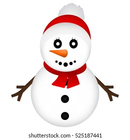 Christmas Snowman on white background vector illustration