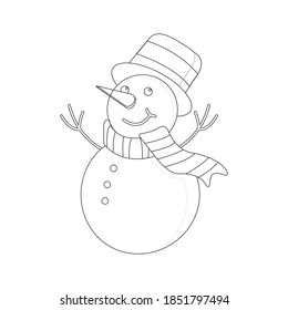 Christmas Snowman Outline Icon Vector