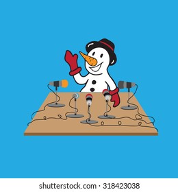 Christmas Snowman press interview cartoon