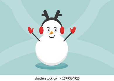 Christmas Snowman in Red Gloves