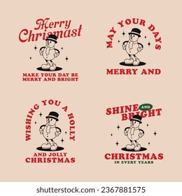 CHRISTMAS SNOWMAN RETRO MACOT ILLUSTRATION