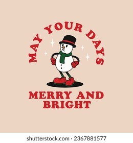 CHRISTMAS SNOWMAN RETRO MACOT ILLUSTRATION