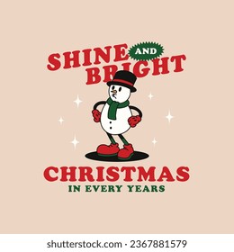 CHRISTMAS SNOWMAN RETRO MACOT ILLUSTRATION