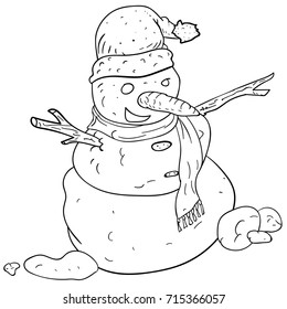 Christmas Snowman with a Scarf and a Hat on white background vector illustration