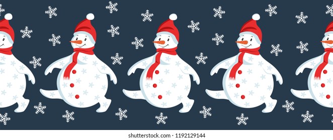 Christmas snowman. seamless pattern