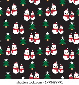 Christmas Snowman seamless pattern background for website graphics, fashion textile
