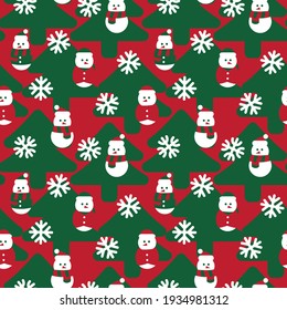 Christmas Snowman seamless pattern design for website graphics, fashion textile