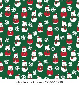 Christmas Snowman seamless pattern design for website graphics, fashion textile