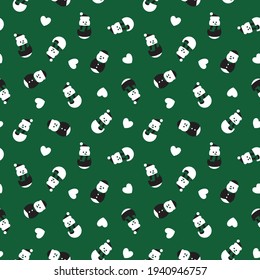 Christmas Snowman seamless pattern design for website graphics, fashion textile