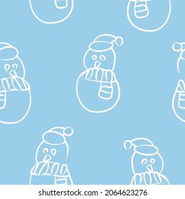 Christmas Snowman seamless pattern design for website graphics, fashion textile