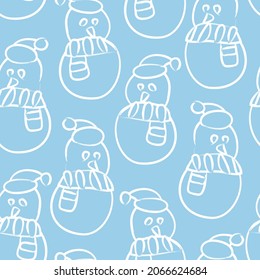 Christmas Snowman seamless pattern design for website graphics, fashion textile