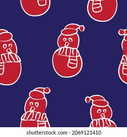 Christmas Snowman seamless pattern design for website graphics, fashion textile