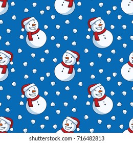 Christmas Snowman Seamless Pattern - Great for Christmas and Winter Projects, Wrapping Paper, Backgrounds, Wallpapers.