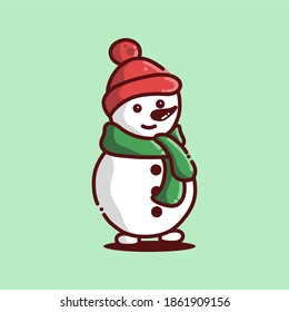 Hombre de nieve de Navidad, simple ilustración vectorial plana