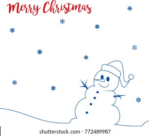 christmas snowman and snowflakes