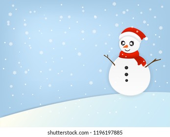 Christmas snowman and snowflakes, Winter background