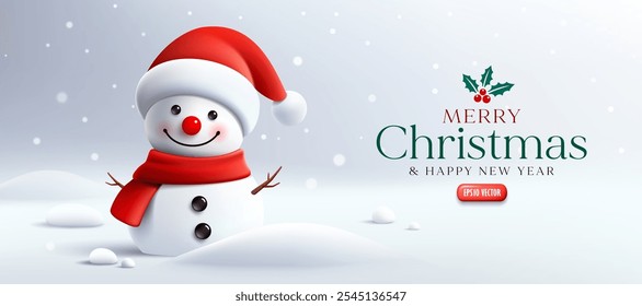 Christmas Snowman, Snowy atmosphere in winter banner design background, Eps 10 vector illustration