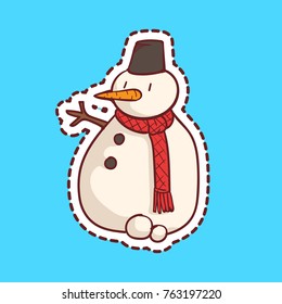 christmas snowman sticker vector