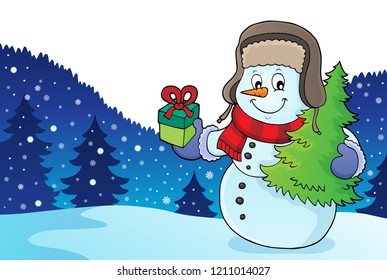 Christmas snowman subject image 2 - eps10 vector illustration.