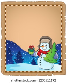 Christmas snowman subject parchment 4 - eps10 vector illustration.