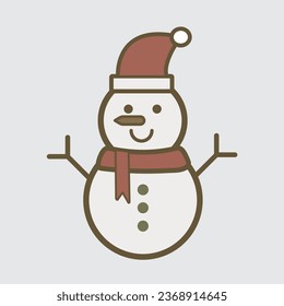 christmas snowman. Christmas symbol. vector snowman with santa claus hat. Children's Christmas drawing. Christmas element