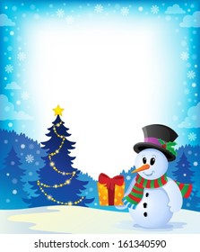 Imagen de tema de snowman navideño 2 - ilustración vectorial eps10.