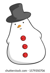 Christmas snowman with top hat vector sticker cute doodle colorful illustration