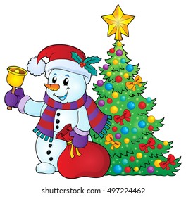 Weihnachtsschneemann Thema Bild 3 - eps10 Vektorgrafik.