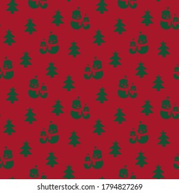 Snowman de Navidad y fondo de patrón sin fisuras de árbol para gráficos de sitios web, textil de moda